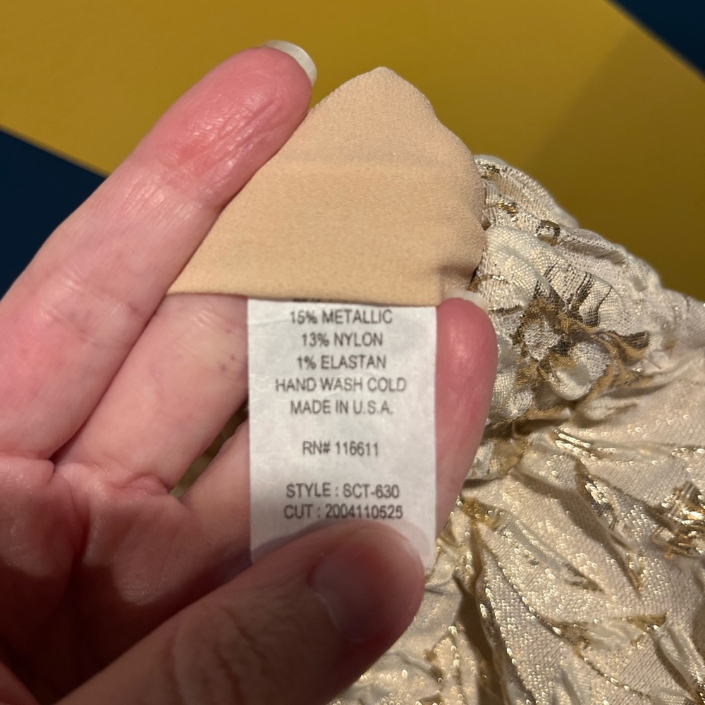 Anthropologie x Self Contrast Cream & Gold Crinkle Midi Skirt NWOT - Picture 7 of 8